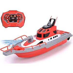 Dickie Toys Brandweerboot – op afstand bestuurde boot voor kinderen vanaf 6 jaar, met waterspuitfunctie en afstandsbediening, 3 km/u, RC-boot, waterspeelgoed