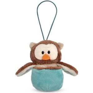 Nici 48931 Reversible Owl Oscar in the Nest 12 cm Blue with Loop Soft Plush Toy Cute Plush Toy for Cuddling and Playing, for Children and Adults, Great Gift Idea