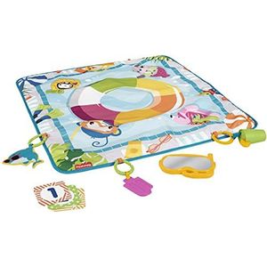 Fisher-Price Duik Er Maar In Activiteitenmat, speelmat met zwembadthema en 4 speeltjes voor baby's