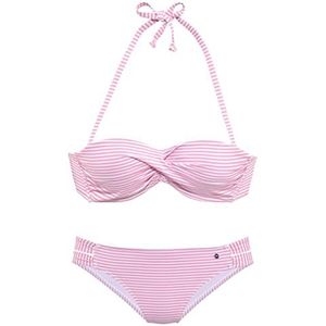 s.Oliver Bikiniset voor dames, roze-wit gestreept, 40 / C