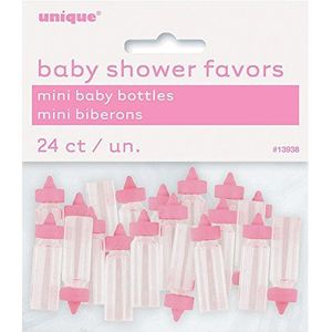 Babyshowercadeaus - 2,5 cm - roze babyflessen van kunststof - 24-pack