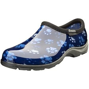 Sloggers Waterdichte tuinschoen voor dames, outdoor, slip-on regen- en tuinklompen met premium comfortabele binnenzool, Grungy Paw Print Blauw, 37 EU