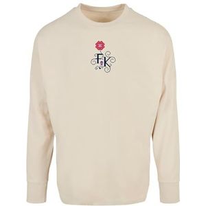 Merchcode Frida Kahlo herenshirt met lange mouwen, oversized, gesneden op mouwen, oversized, 100% katoen, maat M, zand, M