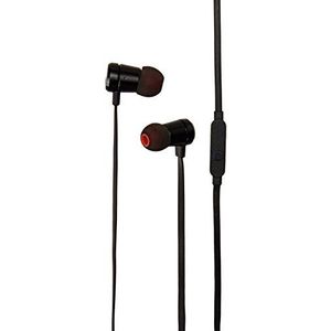 Premium JBL T290 Harman in-ear hoofdtelefoon van aluminium, met wirwar kabel en hoge bassprestaties, universeel, met 1 afstandsbedieningsknop, microfoon, zwart