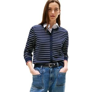 Tommy Hilfiger Trui voor dames, Blauw (Donker Nacht Marine/Ivoor Zijde Stp Gs), XXS