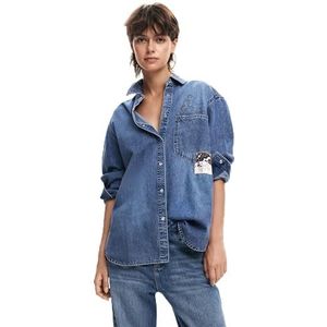 Desigual - Denim Overhemd - Lange Mouwen - Borduursel van Mickey Mouse