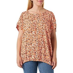 Kaffe Curve Kcsonna Stanley Top Damesblouse, Vermiliion/lupine bloem, 46 grote maten