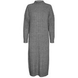 VERO MODA - Gebreide Jurk - Grijs Gemêleerd - 3/4 Lengte - Lange Mouw