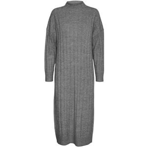 VERO MODA - Gebreide Jurk - Grijs Gemêleerd - 3/4 Lengte - Lange Mouw
