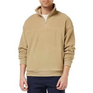 Urban Classics Heren sweatshirt Basic Polar Fleece Troyer warm zand L, warm zand, L