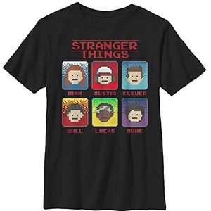 Stranger Things Unisex Kids 8 Bit Stranger Short Sleeve T-Shirt, Black, S, zwart, One size