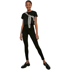 TRENDYOL Dameslegging met hoge tailleband, skinny fit, maat 7/8, zwart, XXL