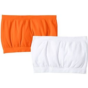 Luigi di Focenza Dames BH 1702, 2-pack, effen, oranje (oranje-wit 297/099), Eén maat