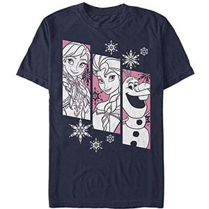 Disney Uniseks Frozen Snow Trio Organic T-shirt met korte mouwen, Donkerblauw, L