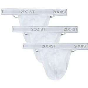 2(X) IST Men's Essential Cotton Y-Back Thong 3-Pack,White,Large