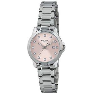 Breil - Dameshorloge Classic Elegance, wijzerplaat met kristallen, uurwerk alleen tijd-3H kwarts, armband van roestvrij staal, zilver-roze, Eén maat, Armband