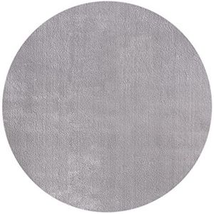 Mia´s Teppiche Olivia Tapijt woonkamer grijs 120x120 cm rond modern zacht effen pluizig laagpolig (19 mm) antislip wasbaar tot 30 graden, 100% polyester, 15 cm