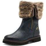 MARCO TOZZI - Kuitlaarzen - Navy - Effen - Blokhak - Ritssluiting