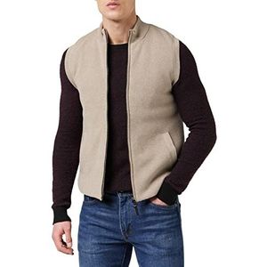 Hackett London Heren Knit Hybrid Gilet Cardigan Sweater, Taupe, M