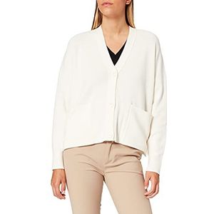 BOSS Dames C Flaria cardigan van katoen en zijde met V-hals, Open White118, L