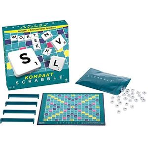 Mattel Games CJT13 Scrabble Compact - Gezelschapsspel voor op reis - Vanaf 10 jaar - 2-4 spelers