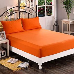 Elegant Comfort 1500 Premium hotelkwaliteit 1-delig hoeslaken, zachtste kwaliteit microvezel - diepe zak tot 40,6 cm, kreuk- en vervagingsbestendig, kingsize, oranje