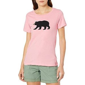 Hatley Damen-Pyjama-T-shirt, Roze, Pyjama T-shirt met korte mouwen voor dames - zwarte beer op roze, XL