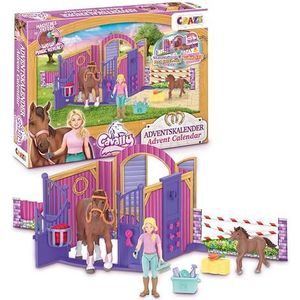 CRAZE CAVALLY Adventskalender voor kinderen, paardenspeelgoed, adventskalender voor meisjes, paardenfiguur met ruiter en veel accessoires