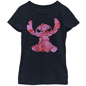 Disney Lilo & Stitch Heart Fill Girl's Solid Crew Tee, Navy Blue, Small, Navy, S