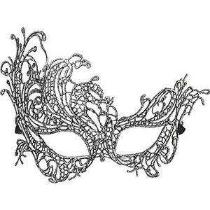 Widmann 04772 - Antiek barok kantmasker, volwassen vrouw, Venetiaans carnaval, feest, themafeesten, zilverkleur