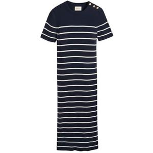 GANT Geribbelde Breton Jurk, evening blue, 3XL