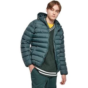 Urban Classics Herenjas Basic Bubble Jacket, winterjas voor mannen met capuchon, verkrijgbaar in vele kleuren, maten XS - 5XL, groen (bottle green), XXL