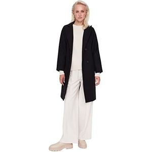 Trendyol Oversized geweven jas met dubbele rij knopen voor dames, Zwart, 66