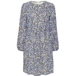 Part Two Damesjurk, knielang, lange mouwen, ronde hals, chiffon, Blauwe paisley-print, 42