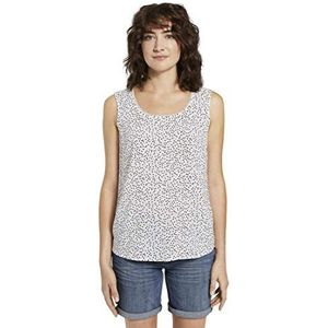 TOM TAILOR Dames Mouwloze blouse 1018511, 23782 - Offwhite Black Dot Print, 34