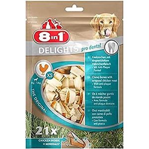 8in1 Delights Pro Dental, gezonde kausnack voor honden voor tandverzorging, verschillende Varianten:, XS (21 st.), 21 Stuk (252 g)