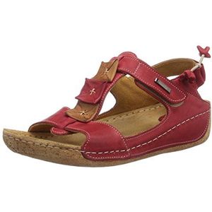 Manitu 910575 dames sandalen, rood, camel, 36 EU