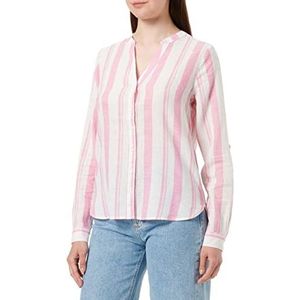 Springfield Shirt met mao-kraag, linnen, katoen, Roze, 38