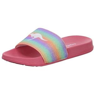 KangaROOS K Shine Slides voor meisjes, Daisy Pink Rainbow, 34 EU