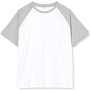 Build Your Brand Raglan Contrast Tee T-shirt voor heren, wit/H.grey, L