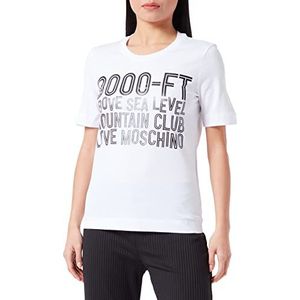 Love Moschino Dames Regular Fit Short-Sleeved with 9000-ft Water Print T-Shirt, Optical White, 44