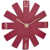 TFA Dostmann Designer wandklok klok in the box, 60.3020.05, met stil Sweep-uurwerk, quartz klok, bestaat uit 12 steekdelen, woonkamerklok, keukenklok, slaapkamerklok, decoratie, rood