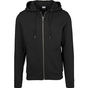 Urban Classics Heren sweatshirtjas Basic Zip Hoody eenkleurig, sweatshirt met capuchon in vele kleuren, maat S tot XXL, zwart (black 7), XL