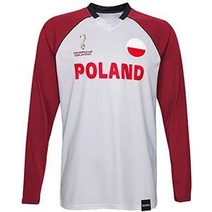 FIFA Officieel World Cup 2022 Classic lange mouwen polen T-shirt, rood/wit, M heren, rood/wit, M