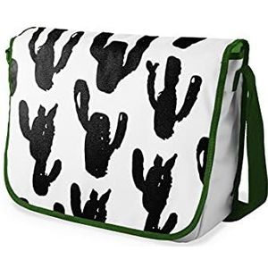 Bonamaison Digitaal bedrukte Messenger schooltas met kaki riem voor studenten, crossbody tas, koerierstas, schoudertas voor kinderen, meisjes, jongens, maat: 29x36 cm