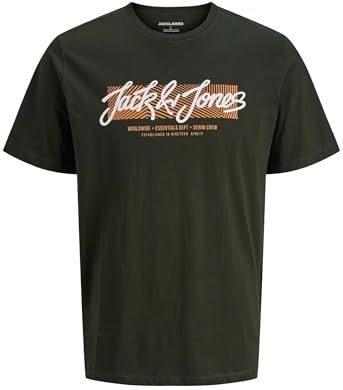 JACK & JONES - JJURBAN - Shirt - Camel - Donkergroen - Wit