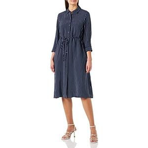 Tommy Hilfiger Dames Cupro ST MIDI Overhemdjurk, touw STP/Carbon Navy/Wit, 38, Touw Stp/Carbon Navy/Wit, 64