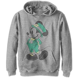 Disney Characters Leprechaun Mickey Boy's Hooded Pullover Fleece, Athletic Heather, Small, Athletic Heather, S