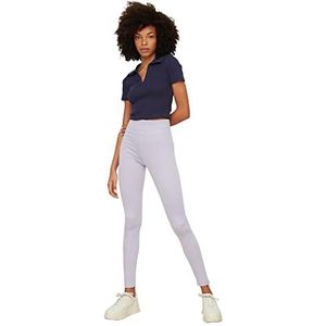 TRENDYOL Dames oversized hoge tailleband skinny fit maat 7/8 leggings, lila, S