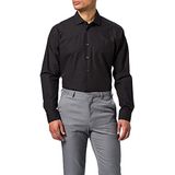 Seidensticker Popeline overhemd voor heren, regular fit, lange mouwen, zwart, 38